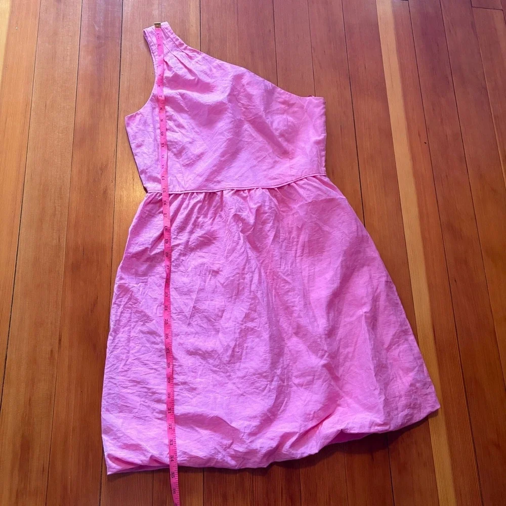 J.Crew One Shoulder Pink Party Dress Linen Blend Cocktail Size 8